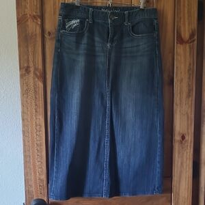 Maurices Long Indigo Denim Skirt. Size 11/12